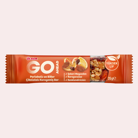Ulker Go Ahead Orange & Dark Chocolate Nut Bar 35g