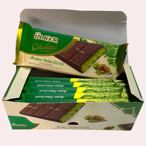Ulker Meşhur Dubai Lezzeti Chocolate 93 g – Pistachio & Kadayif Filled Milk Chocolate