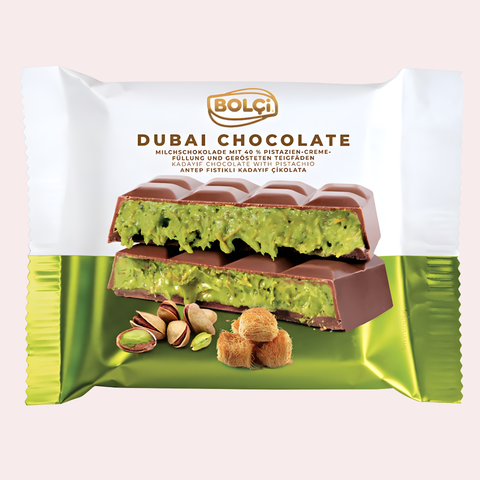 Bolci Dubai Chocolate Bar 100 g – Antep Pistachio & Kadayif Filled Milk Chocolate