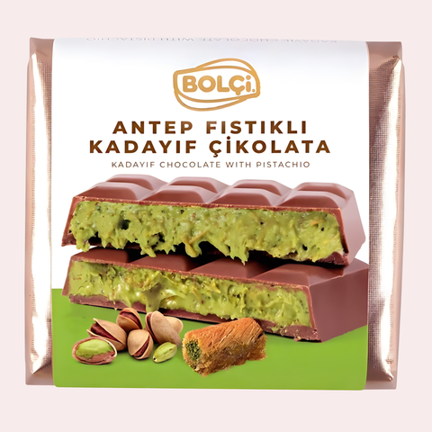 Bolci Dubai Chocolate Bar 100 g – Antep Pistachio & Kadayif Filled Milk Chocolate
