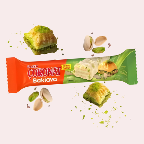 Ülker Cokonat Baklava Flavored Wafer with Pistachio and White Chocolate 30g