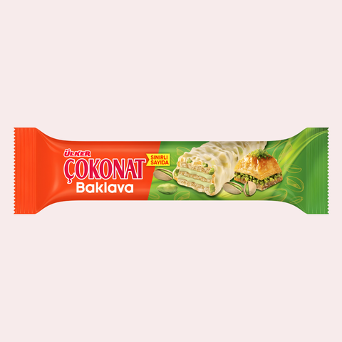 Ülker Cokonat Baklava Flavored Wafer with Pistachio and White Chocolate 30g