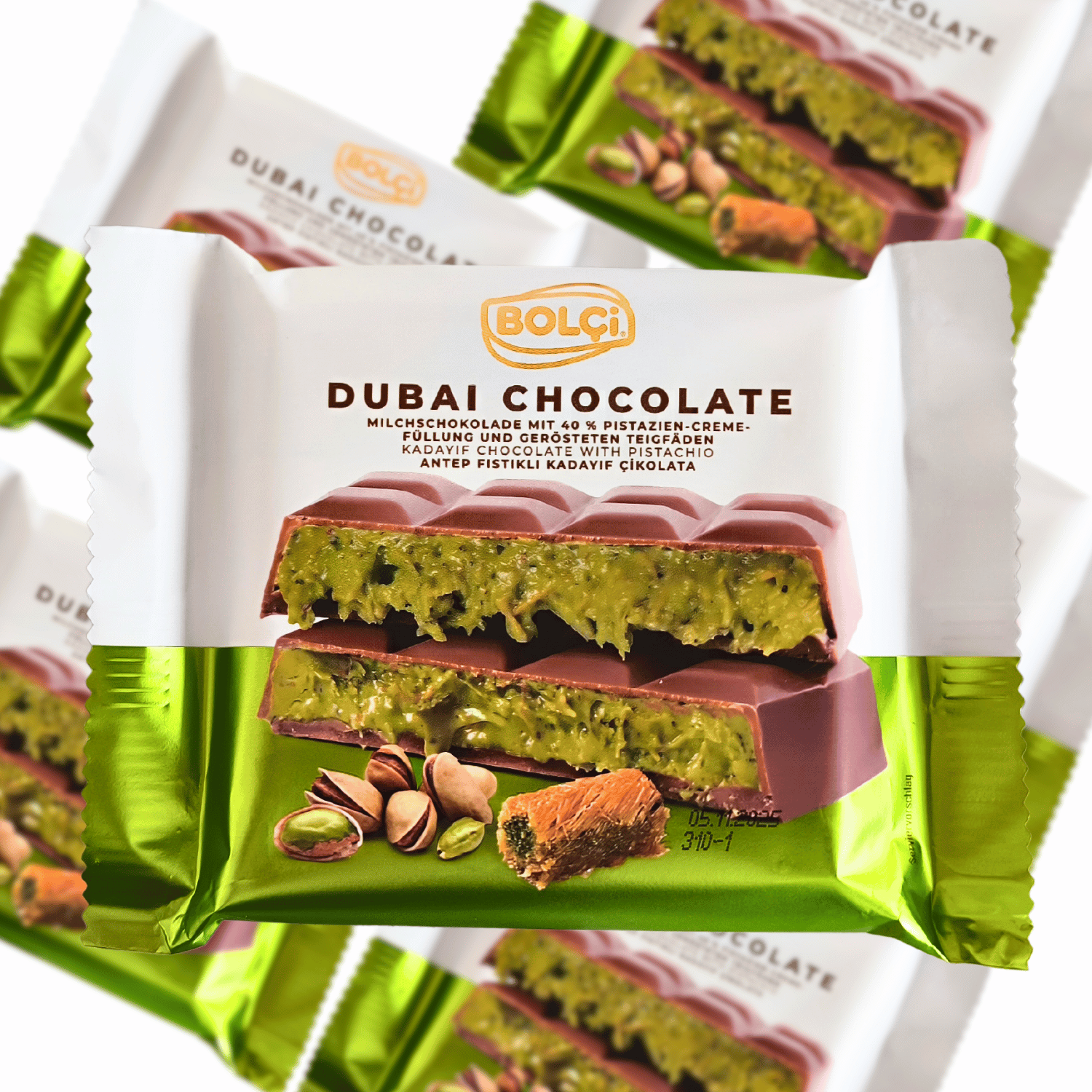 Bolci Dubai Chocolate Bar 100 g – Antep Pistachio & Kadayif Filled Milk Chocolate