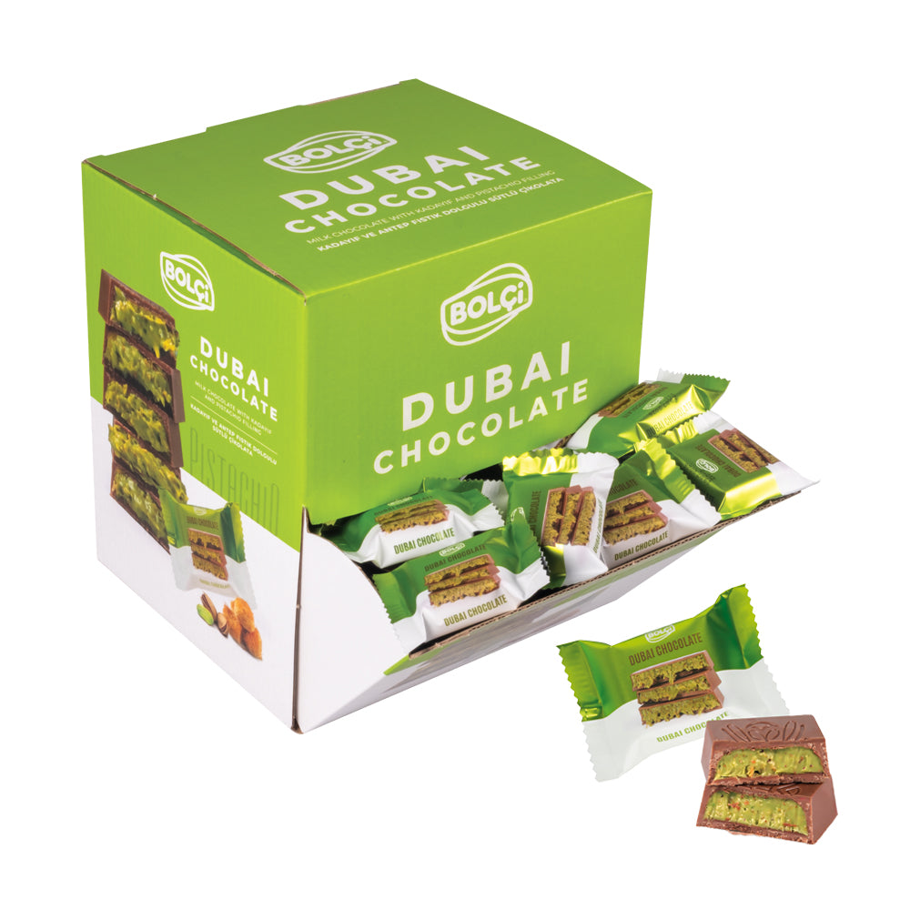 Bolci Dubai Chocolate Bar 16 g – Antep Pistachio & Kadayif Filled Milk Chocolate