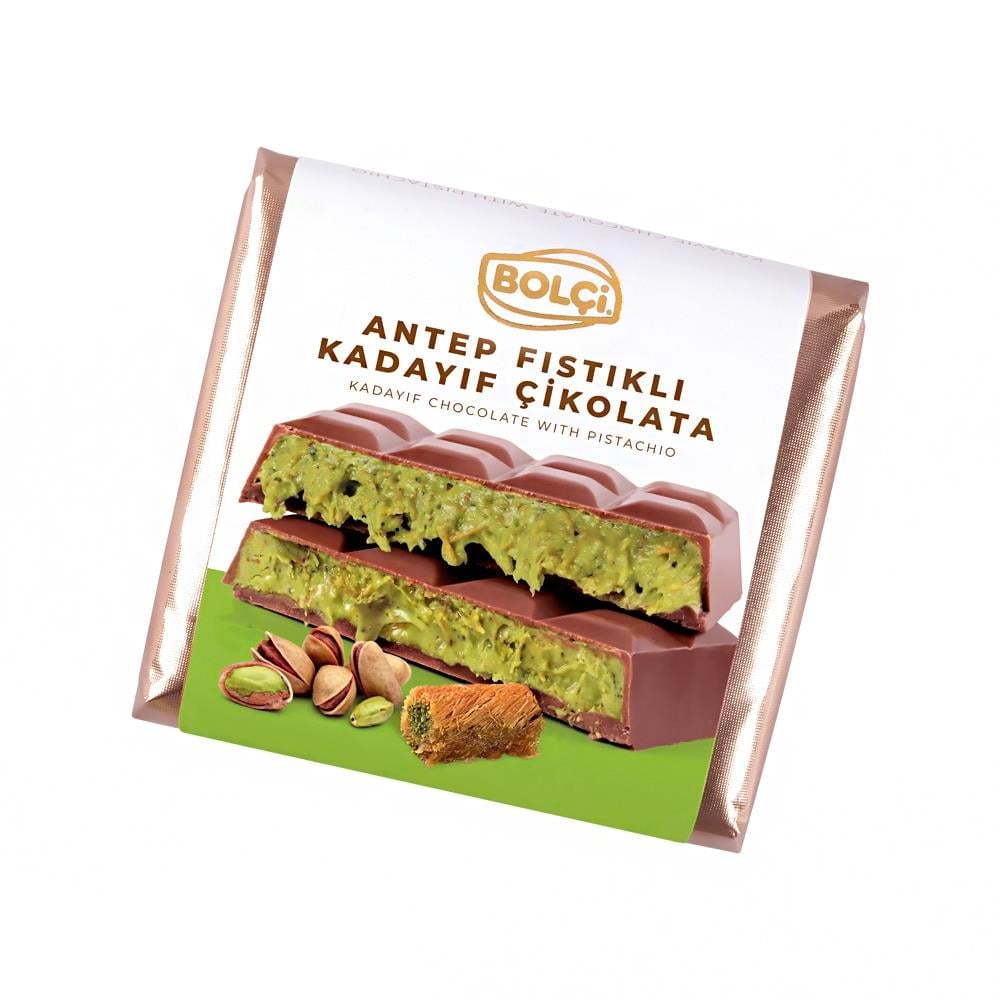Bolci Dubai Chocolate Bar 100 g – Antep Pistachio & Kadayif Filled Milk Chocolate