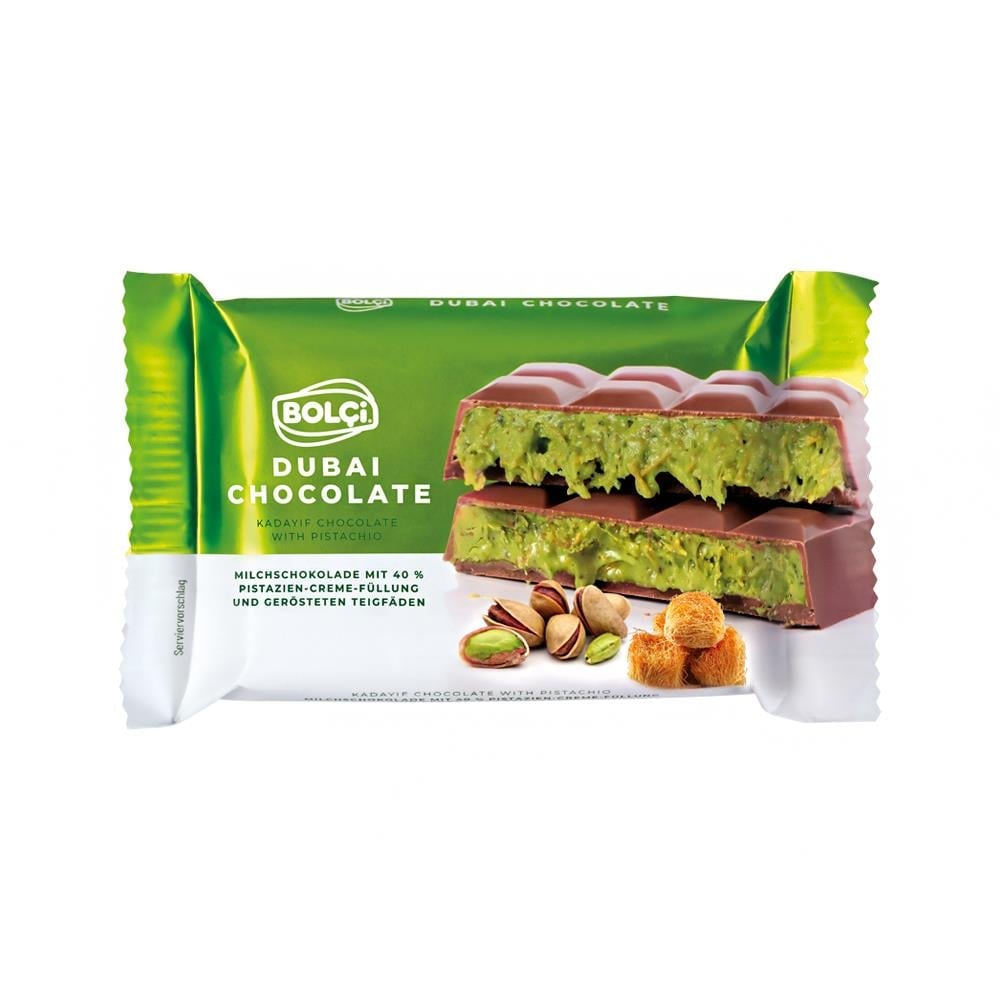Bolci Dubai Chocolate Bar 65 g – Antep Pistachio & Kadayif Filled Milk Chocolate